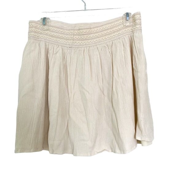 American Rag Cream White Elastic Waist Relaxed Summer Mini Skirt Size Medium - Picture 2 of 6